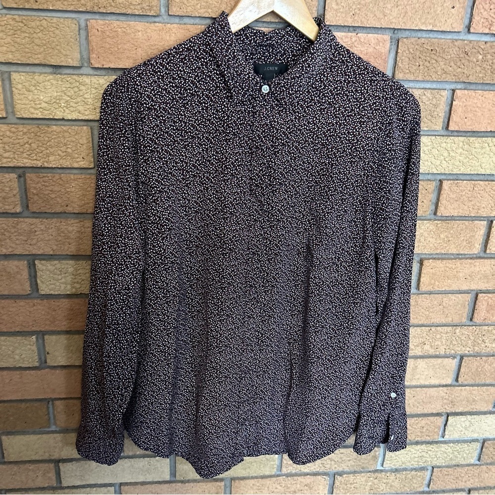 J. Crew 100% Silk Button Down Top Blouse Long Sleeve  Women’s Size 10T